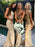 Mermaid Round Neck Sweep Train Gold Satin Bridesmaid Dress - Bridesmaid Dresses