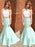 Mermaid Satin High Neck Sleeveless Floor-Length With Beading Dresses - Prom Dresses