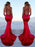 Mermaid Sleeveless Halter Sweep/Brush Train With Ruffles Satin Dresses - Prom Dresses