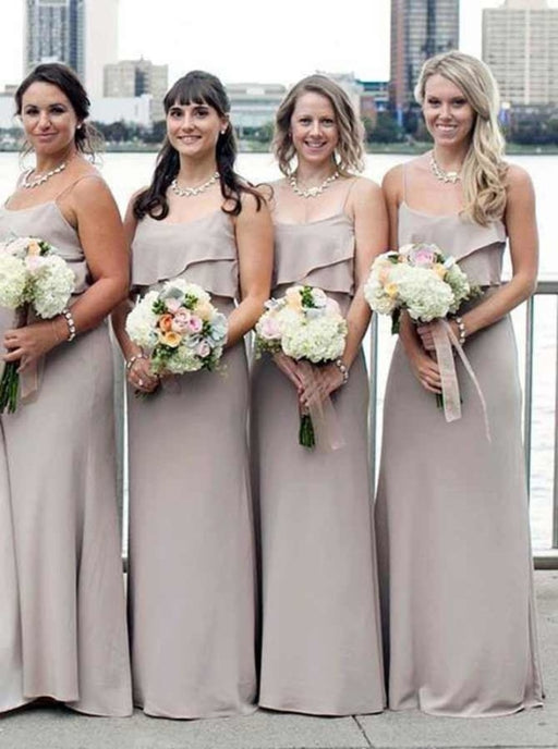 Mermaid Spaghetti Straps Grey Chiffon Bridesmaid Dress - Bridesmaid Dresses