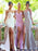 Mermaid Spaghetti Straps Sweep Train White Split Bridesmaid Dress - Bridesmaid Dresses
