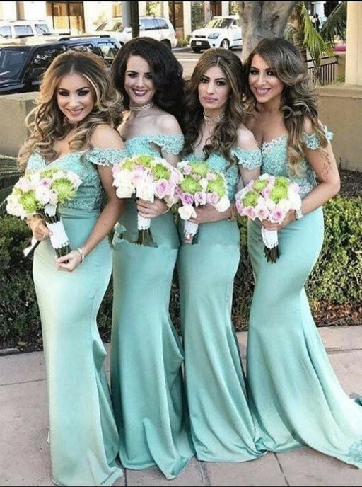 Mermaid Sweep Train Mint Green Bridesmaid Dress - Bridesmaid Dresses
