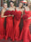 Mermaid Sweetheart Sweep Train Red Satin Bridesmaid Dress - Bridesmaid Dresses