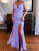Mermaid V Neck Purple Lace Long Prom Dresses, Purple Lace Formal Dresses, Mermaid Purple Evening Dresses