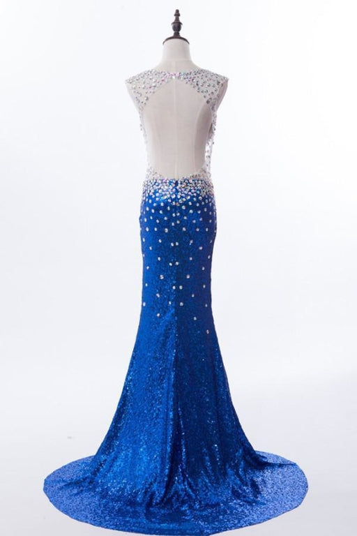 Mermaid V-neck Sequined Backless Prom Dresses Evening Dress - Prom Dresses