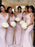 Mermaid V-Neck Sweep Train Pink Satin Bridesmaid Dress - Bridesmaid Dresses
