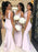 Mermaid V-Neck Sweep Train Pink Satin Bridesmaid Dress - Bridesmaid Dresses
