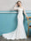 Mermaid Wedding Dresses Long Sleeve Ivory Lace Illusion Train Bridal Gowns
