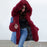 Midnight Blue Hooded Long-length Faux Fur Coats - Burgundy / S - womens furs & leathers