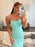 Mint Green Lace Mermaid Backless Long Prom Dresses, Mermaid Mint Green Formal Dresses, Mint Green Lace Evening Dresses 