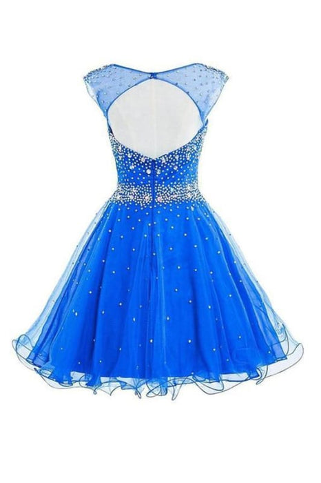 Mint Short Tulle Beading Homecoming Dress Graduation Gown - Prom Dresses