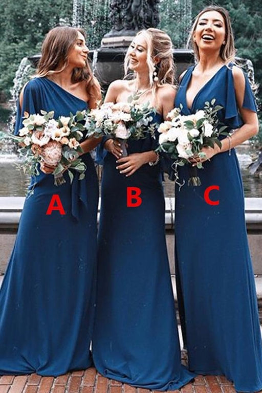 Mismatched Chiffon A-Line Simple Floor-Length Bridesmaid Dress - Bridesmaid Dresses