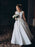 Modest Jewel Open Back Sweep Train A Line Wedding Dresses - wedding dresses