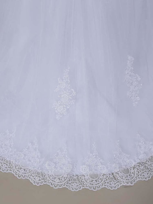 Modest Lace Covered Button Ball Gown Wedding Dresses - wedding dresses