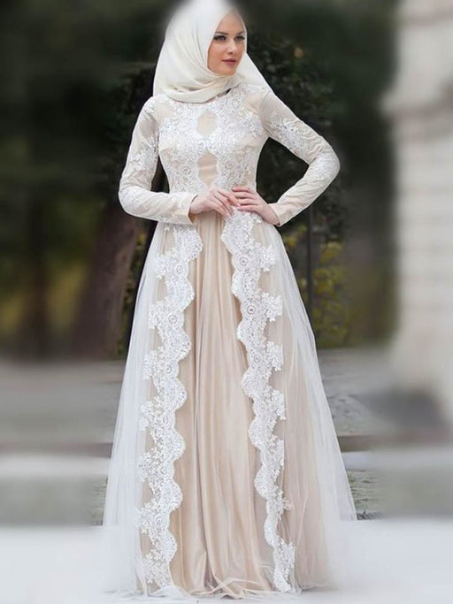 Modest Long Sleeves Lace Floor-Length Wedding Dresses - wedding dresses