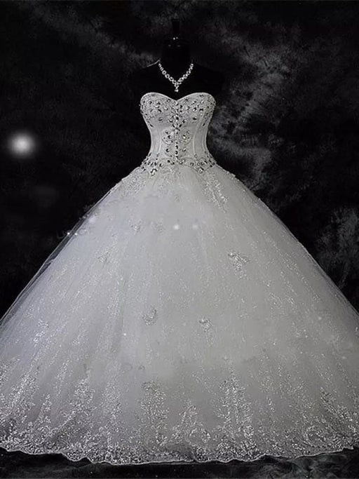 Modest Sweetheart Beaded Ball Gown Wedding Dresses - wedding dresses