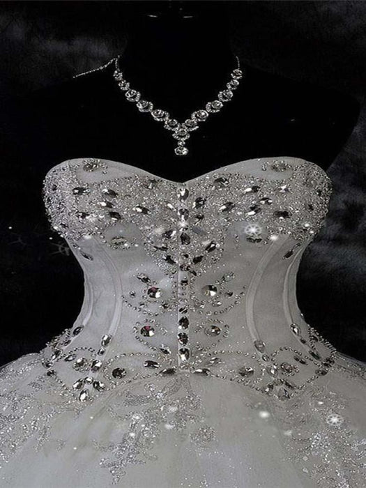 Modest Sweetheart Beaded Ball Gown Wedding Dresses - wedding dresses