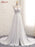 Modest V-neck Lace Split Covered Button Wedding Dresses - White / Sleeveless - wedding dresses