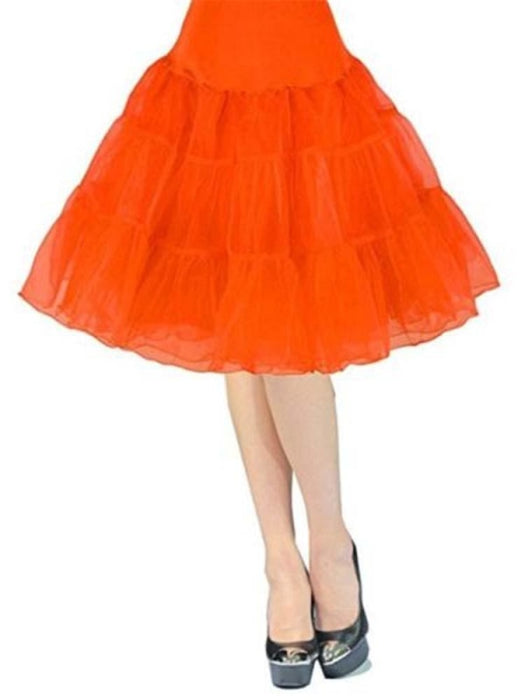 Multi Color Tulle Knee Length Wedding Petticoats | Bridelily - Orange / M - wedding petticoats
