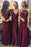 Multi Styles A-Line Floor-Length Maroon Bridesmaid Dress - Bridesmaid Dresses