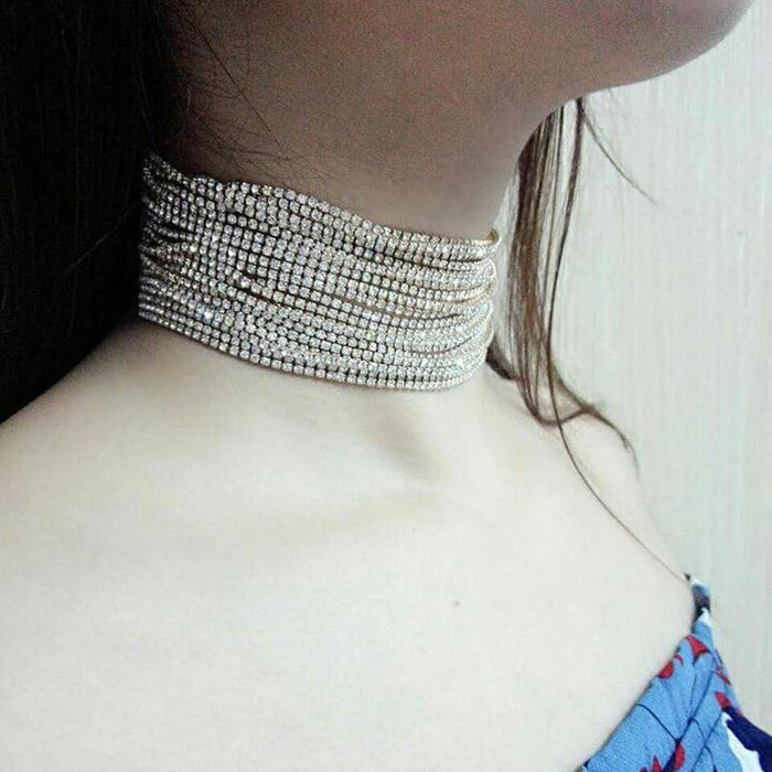 Multiple Layers Full Rhinestone Wedding Necklaces | Bridelily - necklaces