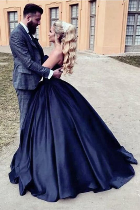 Navy Blue Ball Sweetheart Cheap Long Red Prom Dresses 2021 - Bridelily Navy Blue Ball Sweetheart Cheap Long Red Prom Dresses 2021 - Bridelily