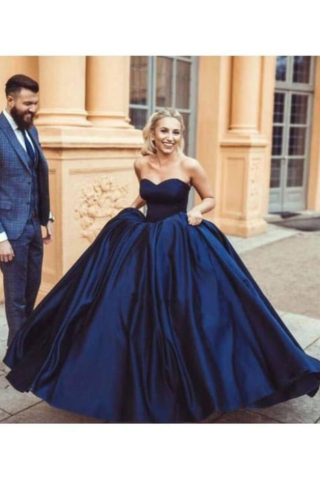 Navy Blue Ball Sweetheart Cheap Long Red Prom Dresses 2021 - Bridelily Navy Blue Ball Sweetheart Cheap Long Red Prom Dresses 2021 - Bridelily