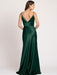 Navy Blue Evening Dress A-Line V-Neck Floor-Length Sleeveless Backless Matte Satin Formal Party Dresses(APP ExclusivePrice  $144.99)