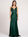 Navy Blue Evening Dress A-Line V-Neck Floor-Length Sleeveless Backless Matte Satin Formal Party Dresses(APP ExclusivePrice  $144.99)