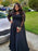 Neck Long Sleeves With Applique Floor-Length Chiffon Plus Size Dresses - Prom Dresses