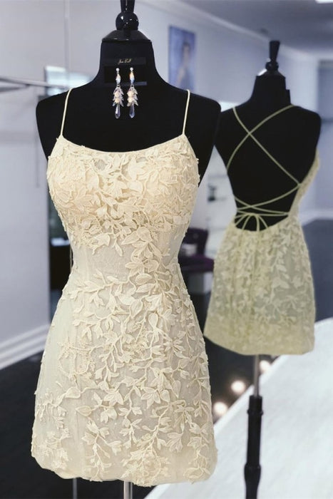 New Arrival Lace Appliqued Sheath Short Homecoming Mini Formal Dress - Prom Dresses