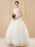 Cheap Wedding Dresses White Jewel Neck Sleeveless Soft Tulle Lace Up Floor Length Bride Dresses