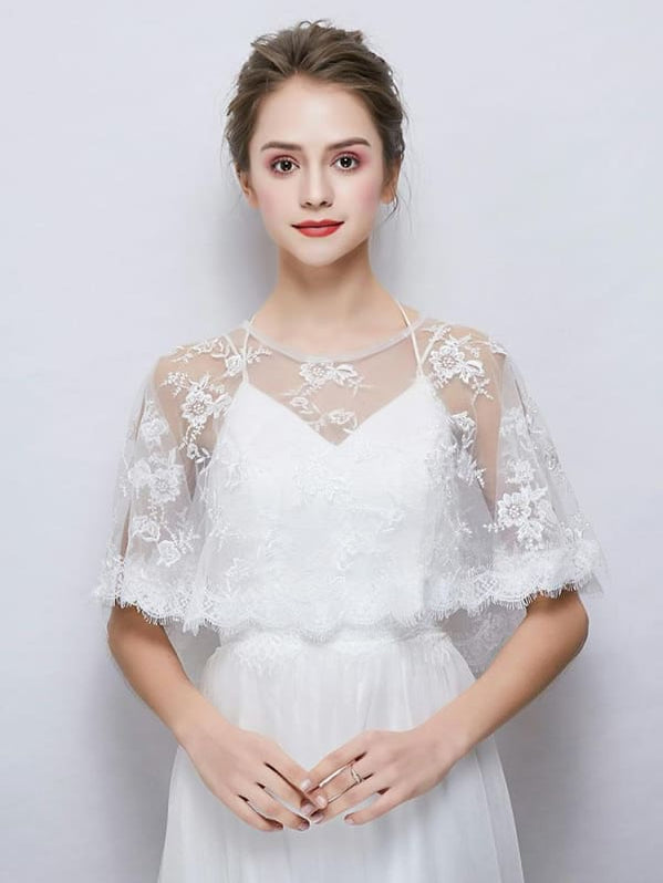 New Embroidered Lace Summer Cape Wedding Wraps Bridelily