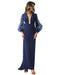 Evening Dress Navy Blue Mermaid V Neck With Train Long Sleeves Zipper Sash Stretch Crepe Social Party Dresses(APP ExclusivePrice  $153.99)