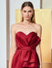 Evening Dress Red Sweetheart Neck Sleeveless Zipper Bows Satin Fabric Formal Party Dresses One PIece Outfit
