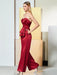 Evening Dress Red Sweetheart Neck Sleeveless Zipper Bows Satin Fabric Formal Party Dresses One PIece Outfit