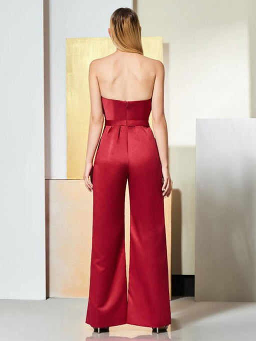 Evening Dress Red Sweetheart Neck Sleeveless Zipper Bows Satin Fabric Formal Party Dresses One PIece Outfit