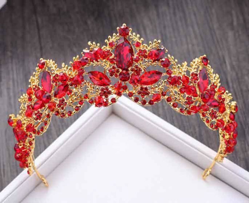 New Fashion Luxury Crystal Tiaras | Bridelily - Red - tiaras