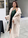Faux Fur Coats Apricot Long Sleeves Jewel Neck Women Long Coat