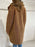 Faux Fur Coats Coffee Brown Long Sleeves Oversized Zipper Women Wrap Coat