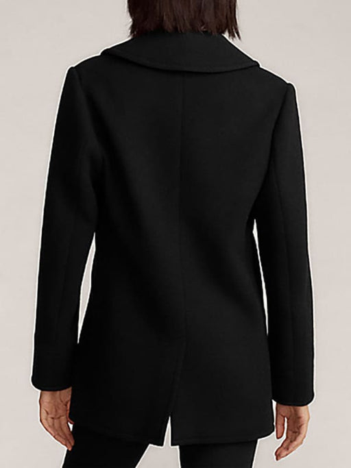 Faux Fur Coats For Women Black Trench Coats Front Button Long Sleeves Winter Coat