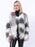 Faux Fur Coats For Women Long Sleeves Tie Dye Oversized Jewel Neck White Winter Coat