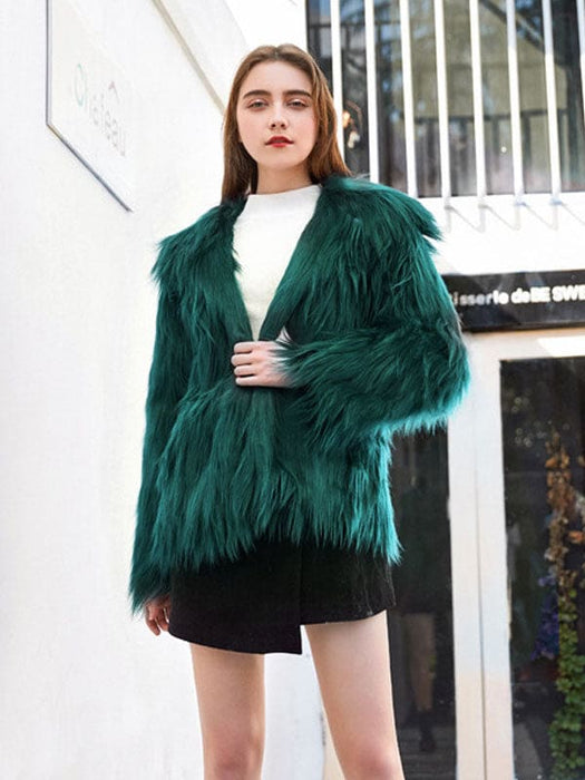 Faux Fur Coats For Women Purple Long Sleeves Hooded Stretch Oversized Winter Coat