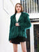 Faux Fur Coats For Women Purple Long Sleeves Hooded Stretch Oversized Winter Coat