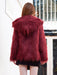 Faux Fur Coats For Women Purple Long Sleeves Hooded Stretch Oversized Winter Coat