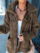 Faux Fur Coats Khaki Long Sleeves Oversized Front Button Women Winter Coat