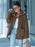 Faux Fur Coats Khaki Long Sleeves Oversized Front Button Women Winter Coat