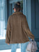 Faux Fur Coats Khaki Long Sleeves Oversized Front Button Women Winter Coat