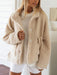 Faux Fur Coats Long Sleeves High Collar Light Apricot Casual Oversized Winter Coat