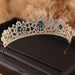 New Flaw Green Rhinestone Golden Tiaras | Bridelily - tiaras